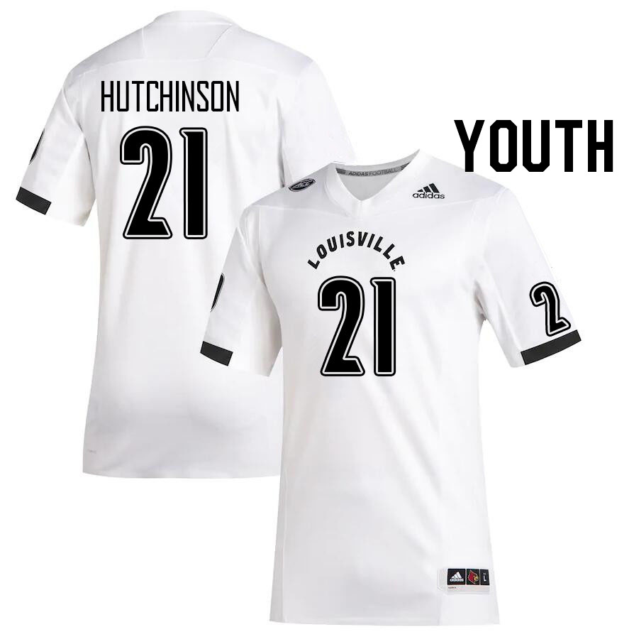 Youth #21 D'Angelo Hutchinson Louisville Cardinals College Football Jerseys Stitched Sale-White